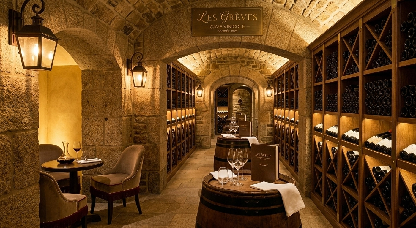 cave du restaurant les greves avec une multitude de choix de vins hauts de gammes